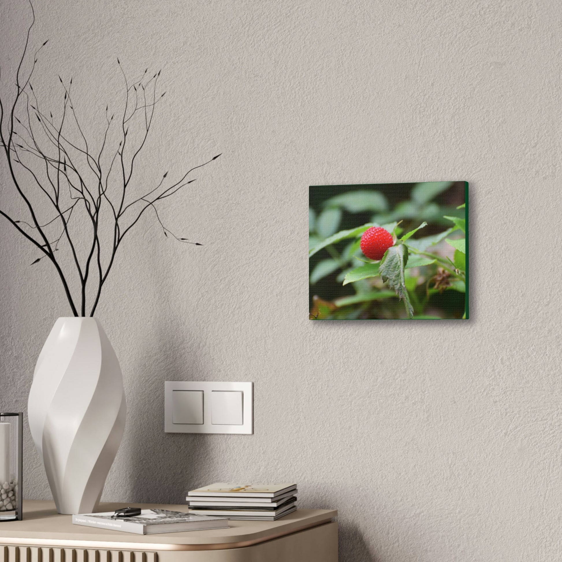 Deals on Thin Canvas - Stretched, 0.75" - Small Sizes Horizontal - Ideal for Wall Forest Mosaics - Sweet Wild Strawberry on side of roads - Green Forest Home