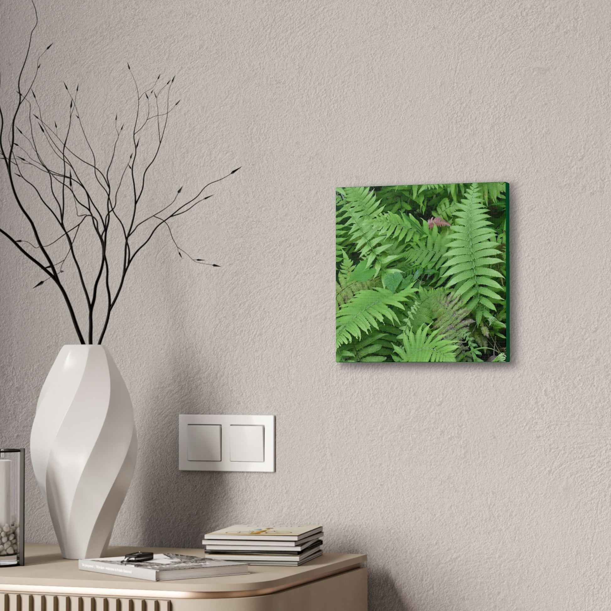 Deals on Thin Canvas - Stretched, 0.75" - Small Sizes - Ideal for Wall Forest Mosaics - Ferns Leaves - Green Forest Home