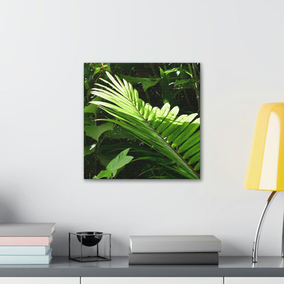 Deals on Thin Canvas - Stretched, 0.75" - Small Sizes - Ideal for Wall Forest Mosaics - Leave of the Sierra Palm - Green Forest Home