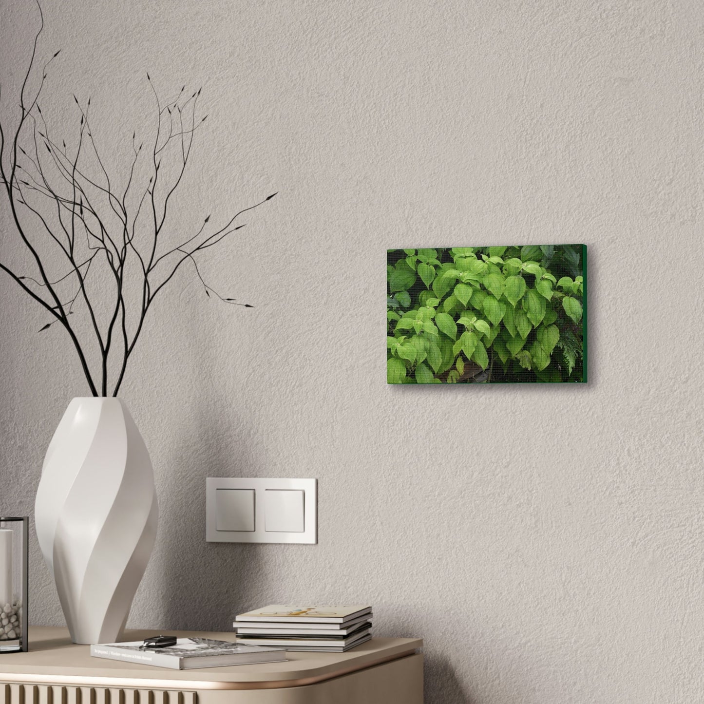 Deals on Thin Canvas - Stretched, 0.75" - Small Sizes Rectangular - Ideal for Wall Forest Mosaics - Cluster of Common El Yunque plants - Green Forest Home