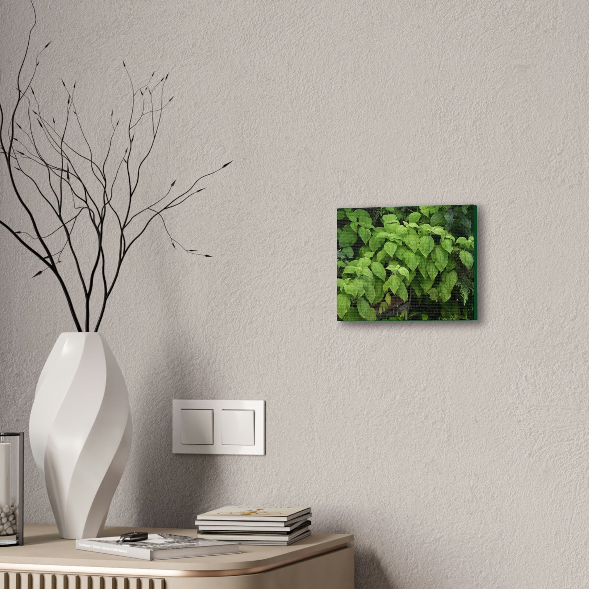 Deals on Thin Canvas - Stretched, 0.75" - Small Sizes Rectangular - Ideal for Wall Forest Mosaics - Cluster of Common El Yunque plants - Green Forest Home
