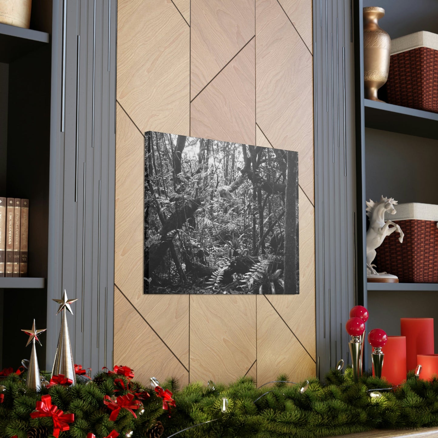 EYNF - Canvas Gallery Wraps - B&W image of the cloud forest near sunset in the Tradewinds trail - before Maria - Green Forest Home