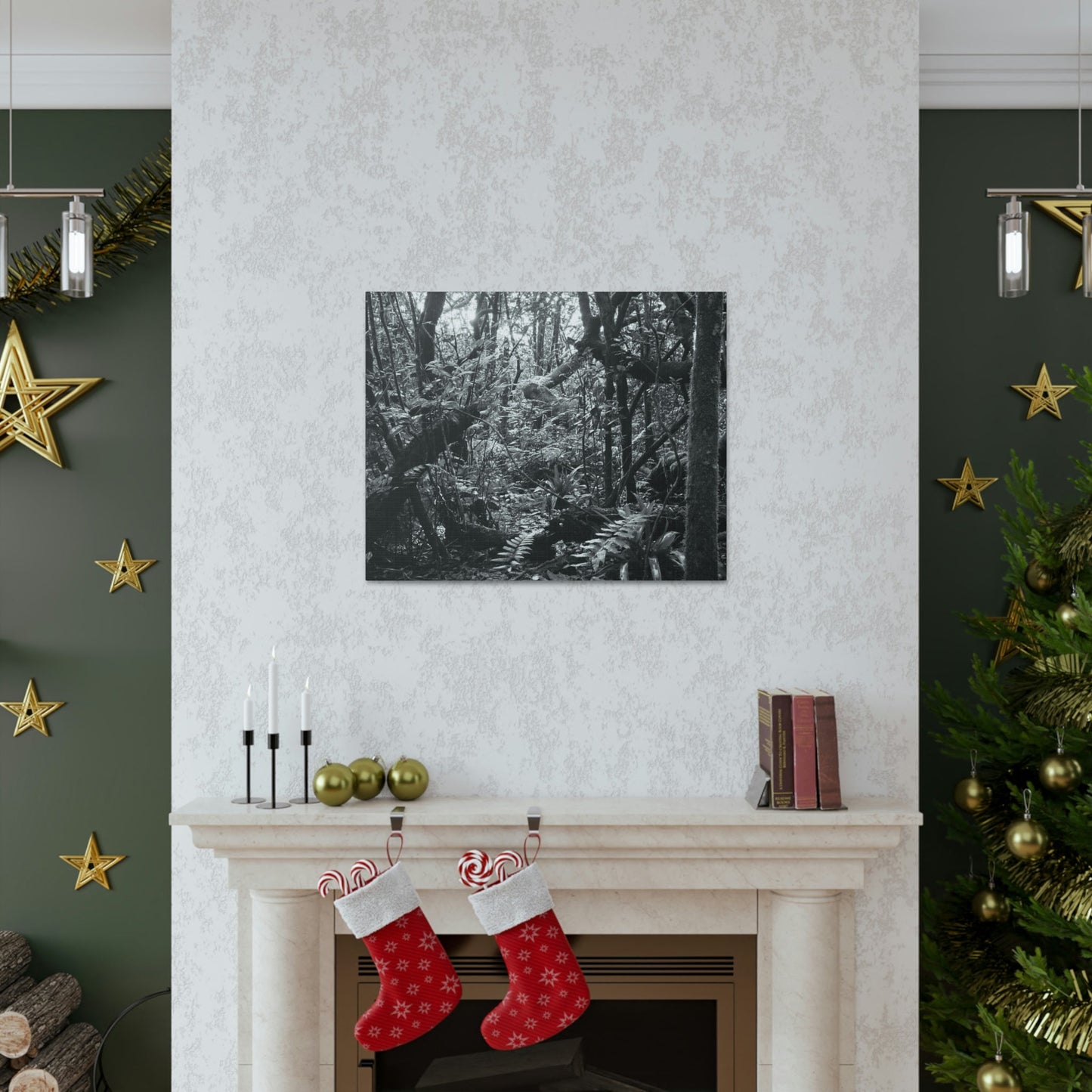 EYNF - Canvas Gallery Wraps - B&W image of the cloud forest near sunset in the Tradewinds trail - before Maria - Green Forest Home