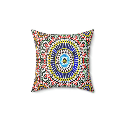 Faux Suede Square Pillow - Islamic mosaic - Atlas Mountains of Morocco - Green Forest Home
