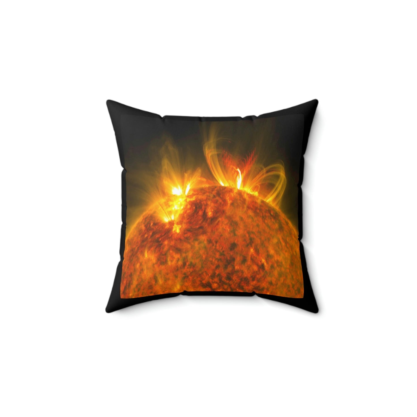 🌞 Faux Suede Square Pillow - Our Big Brother The SUN - so far away - 150 million km - Green Forest Home