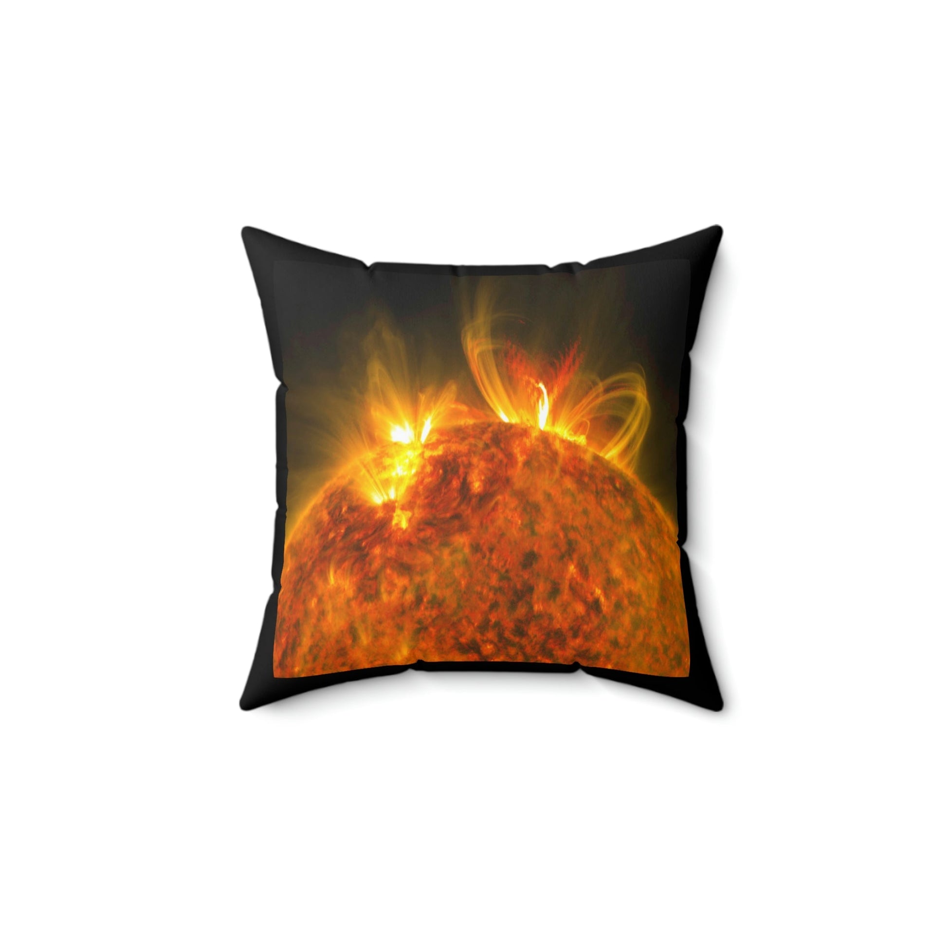 🌞 Faux Suede Square Pillow - Our Big Brother The SUN - so far away - 150 million km - Green Forest Home
