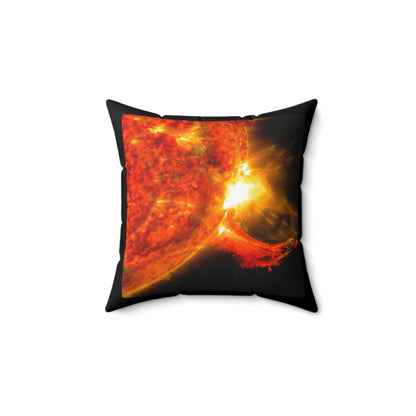 🌞 Faux Suede Square Pillow - Our Big Brother The SUN - so far away - 150 million km - Green Forest Home