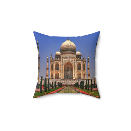 Faux Suede Square Pillow - The awesome Taj Mahal - A moslem mausoleum - Agra, India - Green Forest Home