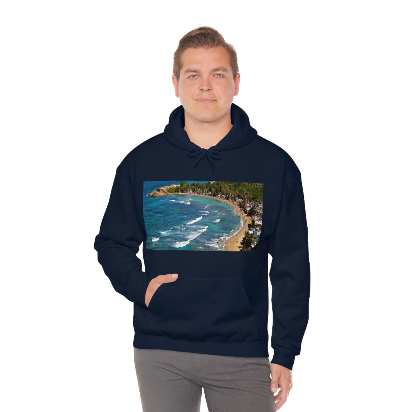 GILDAN 18500 Unisex Heavy Blend Hooded Sweatshirt - keep warm - Awesome RINCON Beach In Puerto Rico - Surfing, Food, Lodging, Fun - Green Forest Home