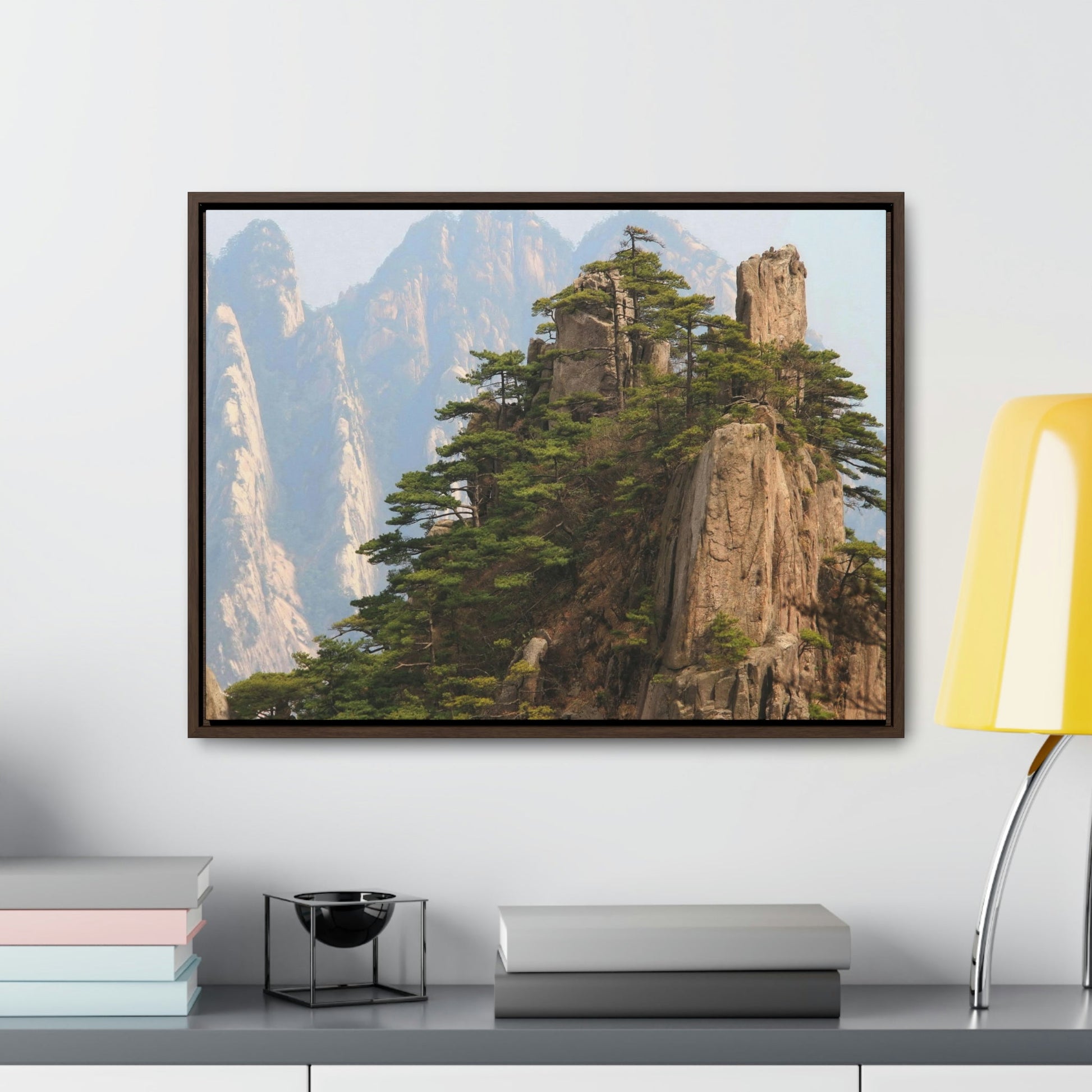 GREAT CHINA COLLECTION: Horizontal Framed Premium Gallery Wrap Canvas - A view of the world famous peaks of Huangshan (Yellow) mountain, Anhui province, South China - Green Forest Home
