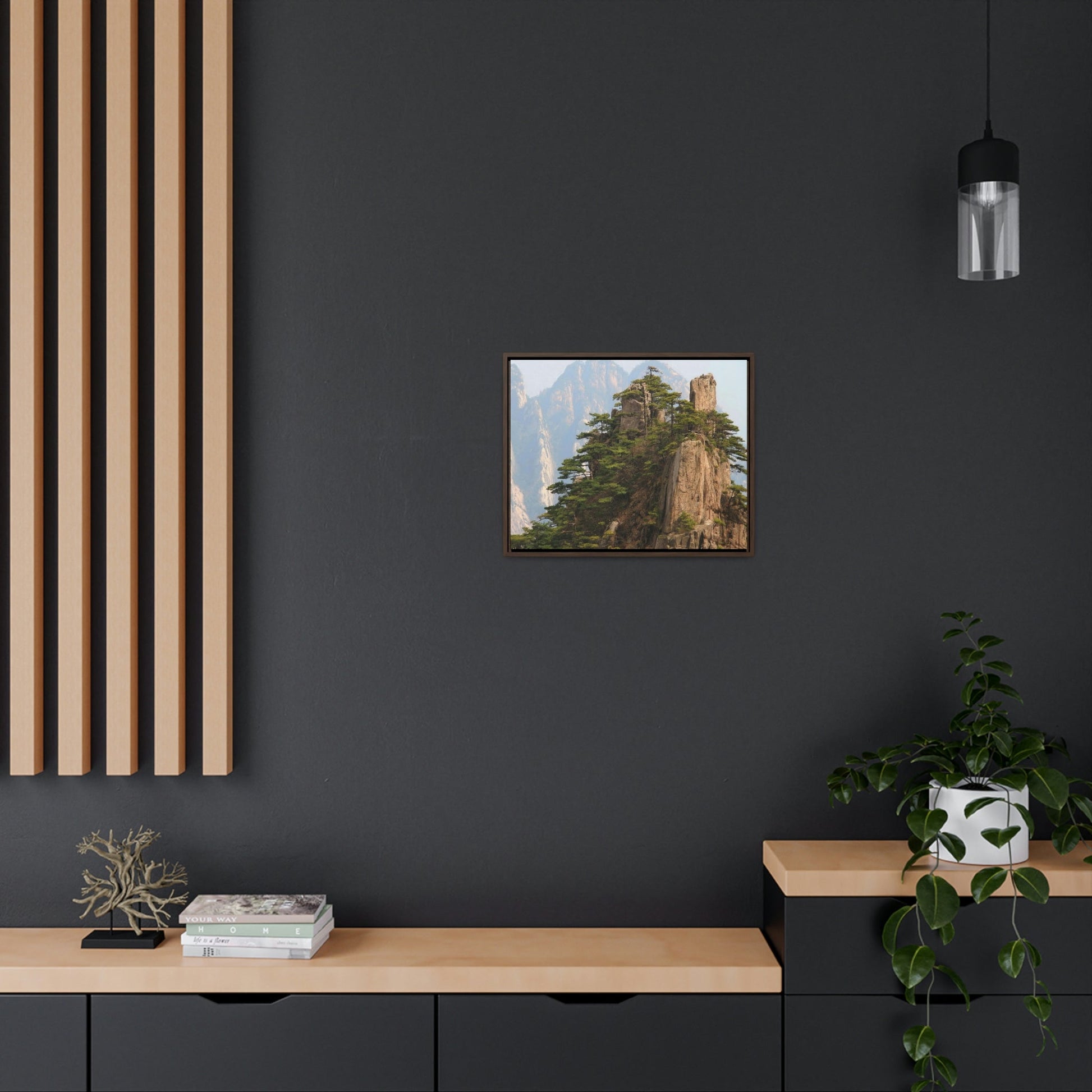 GREAT CHINA COLLECTION: Horizontal Framed Premium Gallery Wrap Canvas - A view of the world famous peaks of Huangshan (Yellow) mountain, Anhui province, South China - Green Forest Home