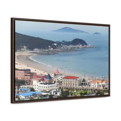 GREAT CHINA COLLECTION: Horizontal Framed Premium Gallery Wrap Canvas - A village at the base on Mount Lao or Laoshan in Gingdao Shandong province on the east China sea - CHINA - Green Forest Home