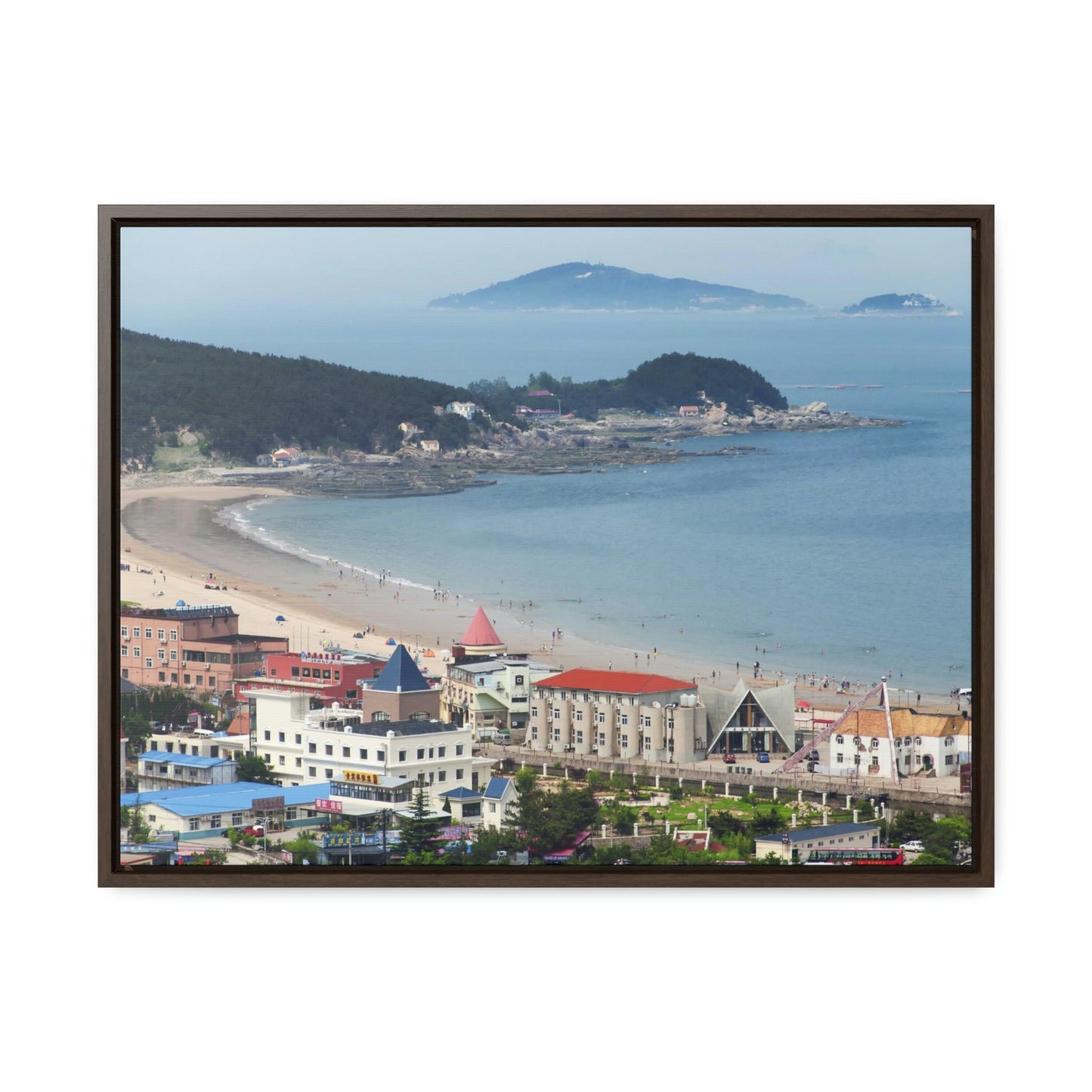 GREAT CHINA COLLECTION: Horizontal Framed Premium Gallery Wrap Canvas - A village at the base on Mount Lao or Laoshan in Gingdao Shandong province on the east China sea - CHINA - Green Forest Home
