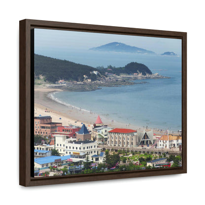 GREAT CHINA COLLECTION: Horizontal Framed Premium Gallery Wrap Canvas - A village at the base on Mount Lao or Laoshan in Gingdao Shandong province on the east China sea - CHINA - Green Forest Home