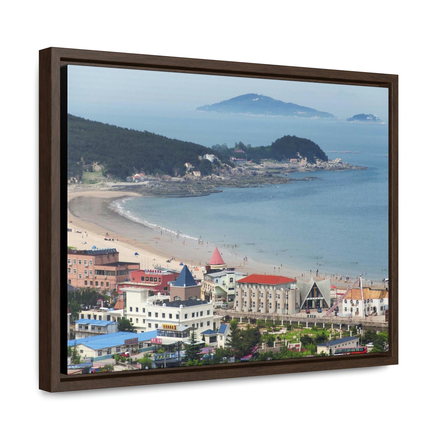 GREAT CHINA COLLECTION: Horizontal Framed Premium Gallery Wrap Canvas - A village at the base on Mount Lao or Laoshan in Gingdao Shandong province on the east China sea - CHINA - Green Forest Home