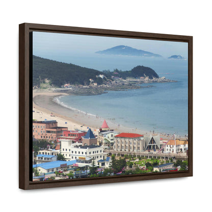 GREAT CHINA COLLECTION: Horizontal Framed Premium Gallery Wrap Canvas - A village at the base on Mount Lao or Laoshan in Gingdao Shandong province on the east China sea - CHINA - Green Forest Home