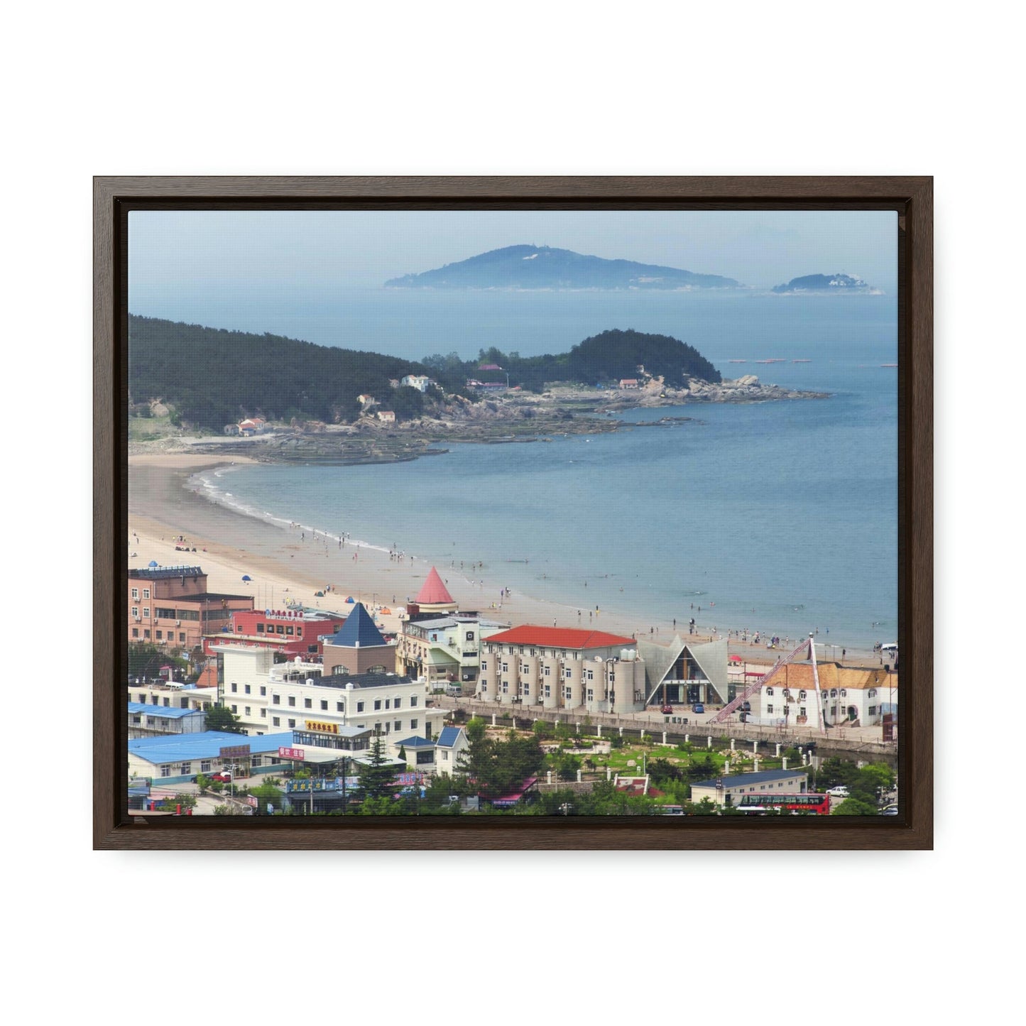 GREAT CHINA COLLECTION: Horizontal Framed Premium Gallery Wrap Canvas - A village at the base on Mount Lao or Laoshan in Gingdao Shandong province on the east China sea - CHINA - Green Forest Home