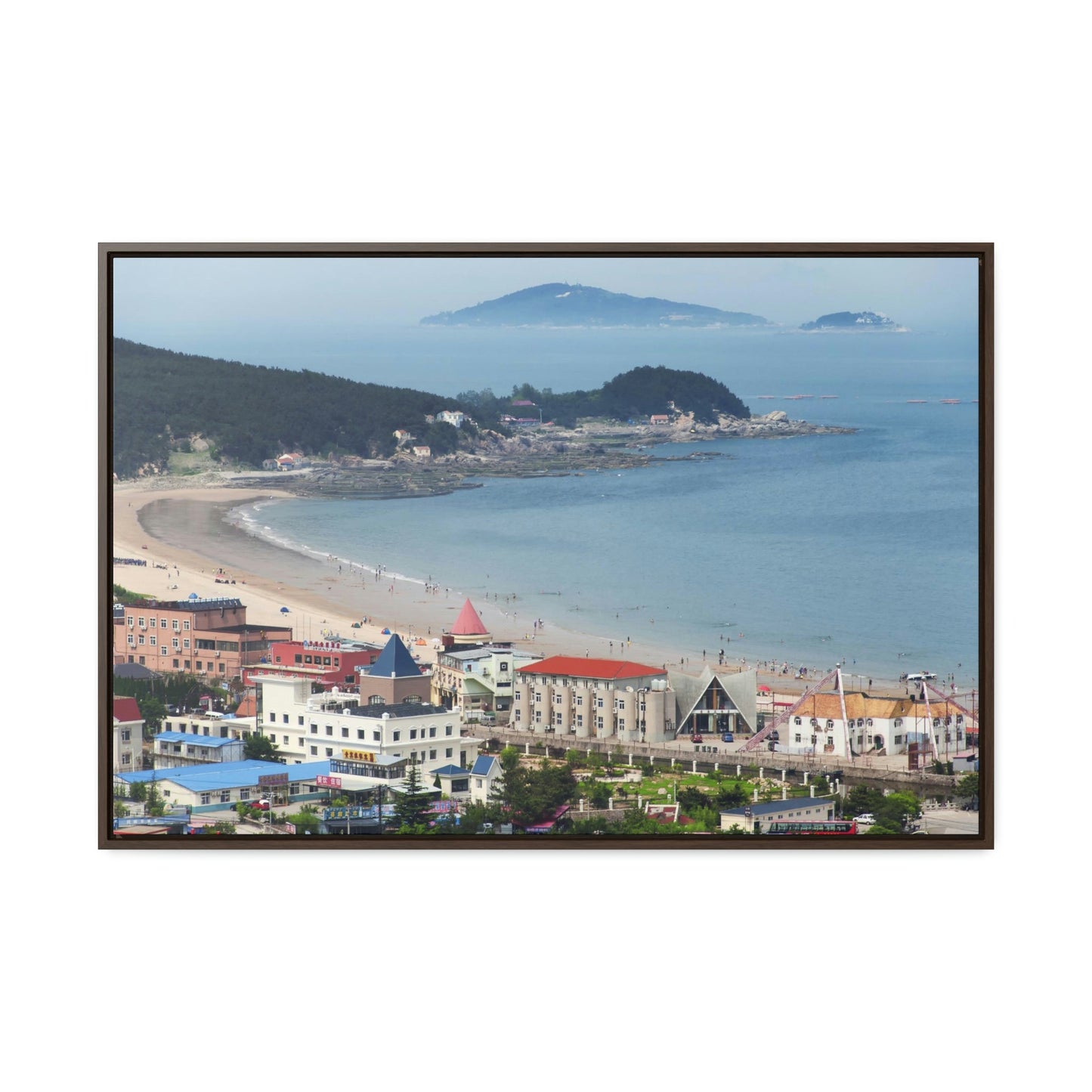 GREAT CHINA COLLECTION: Horizontal Framed Premium Gallery Wrap Canvas - A village at the base on Mount Lao or Laoshan in Gingdao Shandong province on the east China sea - CHINA - Green Forest Home