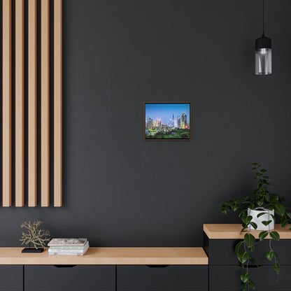 GREAT CHINA COLLECTION: Horizontal Framed Premium Gallery Wrap Canvas - Shenzhen, China city skyline at twilight - Green Forest Home