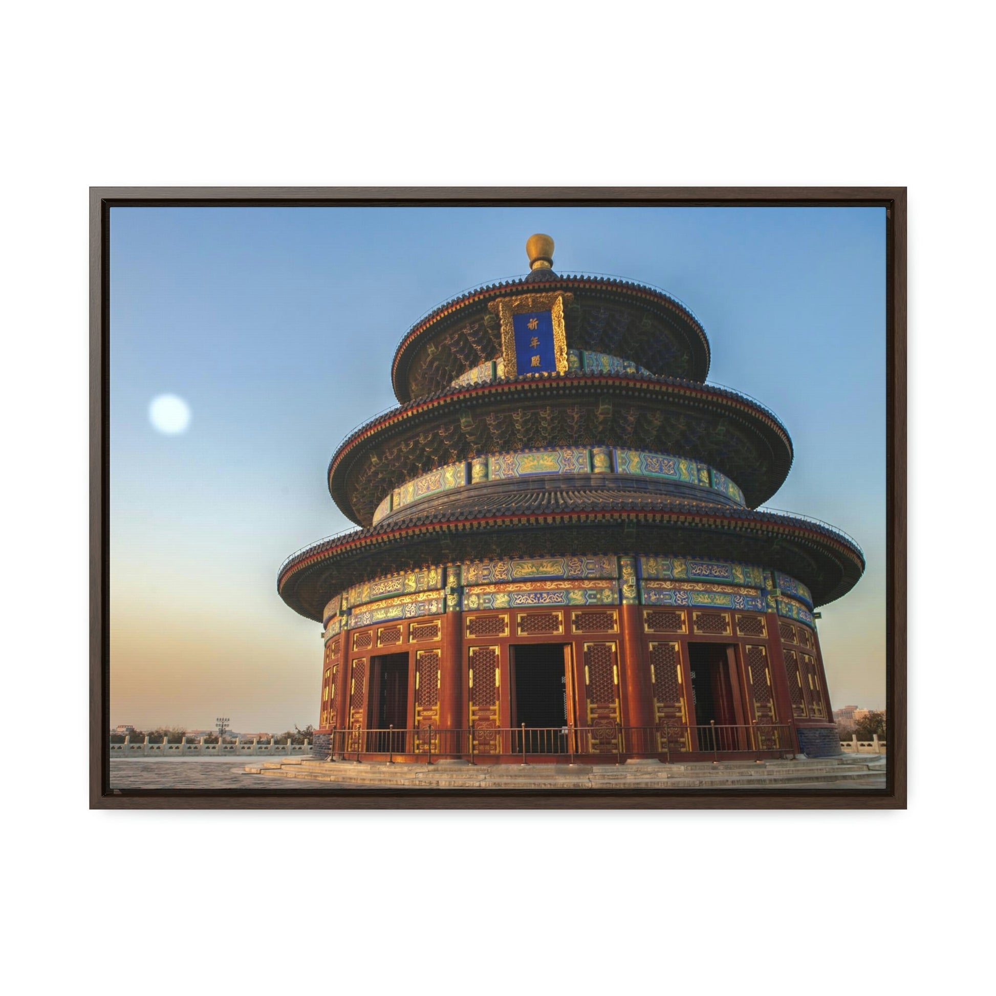 GREAT CHINA COLLECTION: Horizontal Framed Premium Gallery Wrap Canvas - Temple of Heaven in Beijing at sunset, China - Green Forest Home