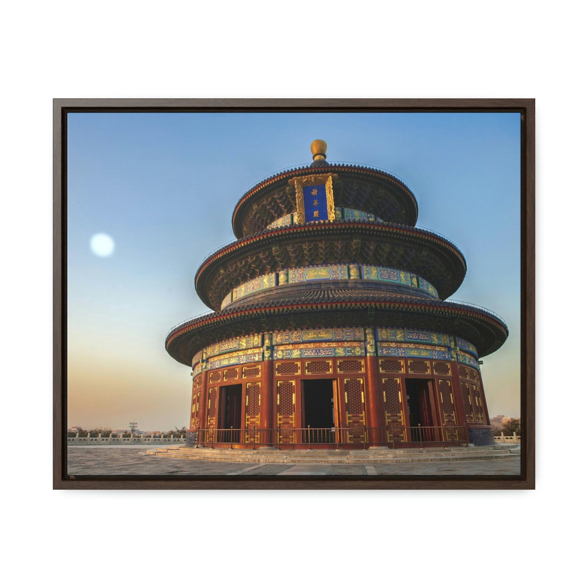 GREAT CHINA COLLECTION: Horizontal Framed Premium Gallery Wrap Canvas - Temple of Heaven in Beijing at sunset, China - Green Forest Home