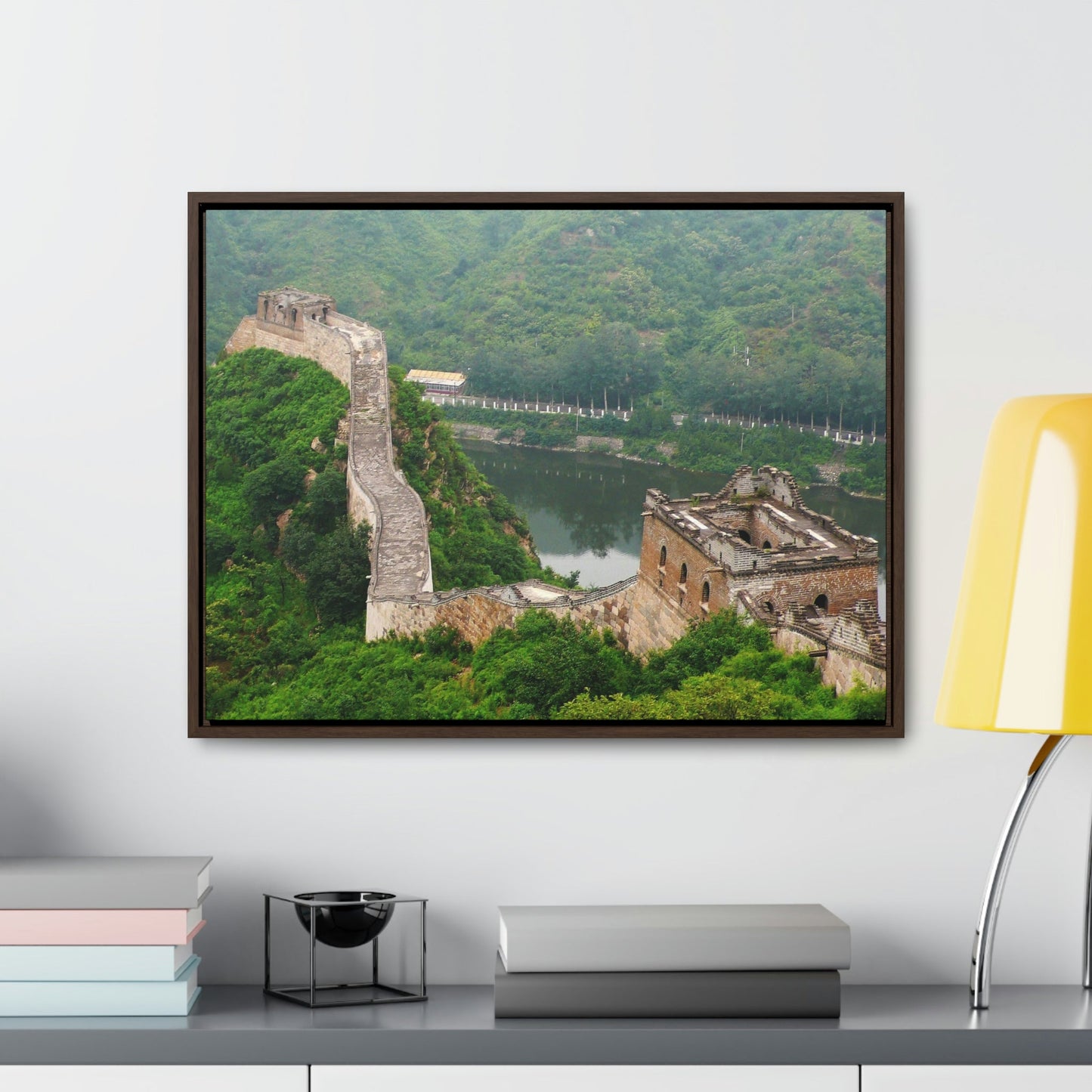 GREAT CHINA COLLECTION: Horizontal Framed Premium Gallery Wrap Canvas - The Great Wall of China - weathered section - Green Forest Home