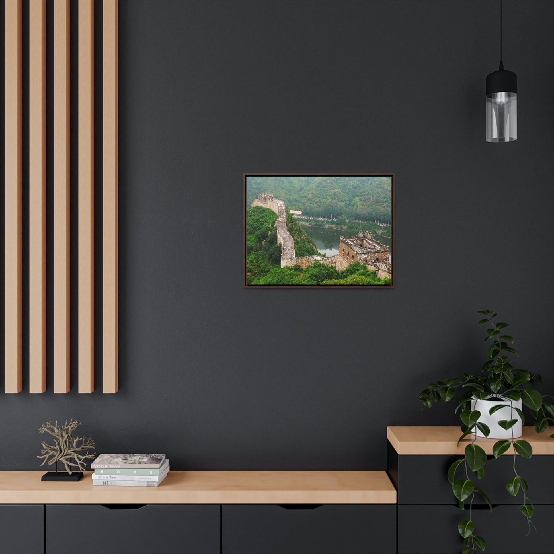 GREAT CHINA COLLECTION: Horizontal Framed Premium Gallery Wrap Canvas - The Great Wall of China - weathered section - Green Forest Home