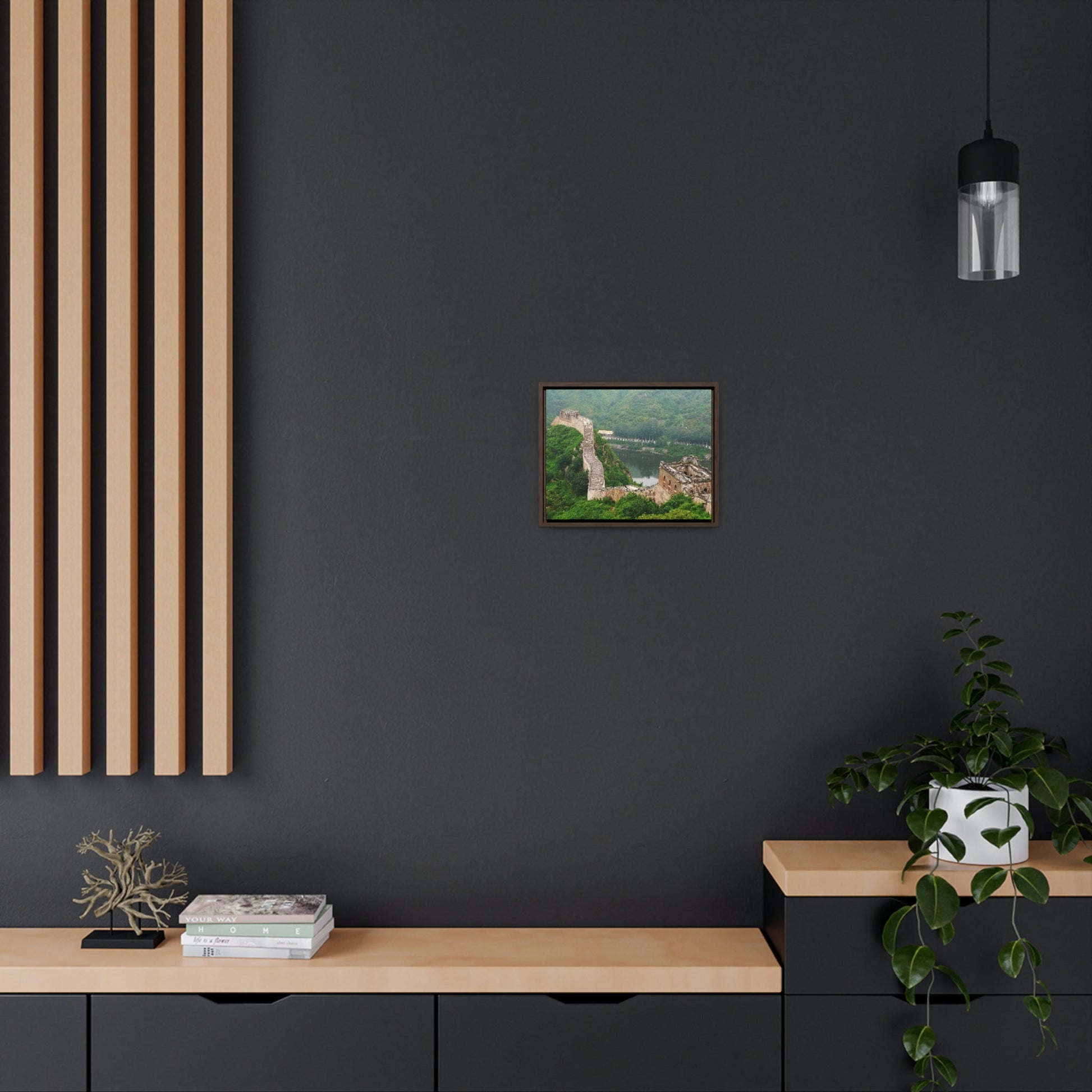 GREAT CHINA COLLECTION: Horizontal Framed Premium Gallery Wrap Canvas - The Great Wall of China - weathered section - Green Forest Home