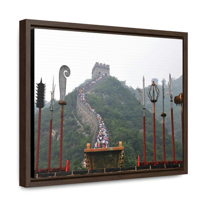GREAT CHINA COLLECTION: Horizontal Framed Premium Gallery Wrap Canvas - the Great Wall of China with traditional weapons. - Green Forest Home