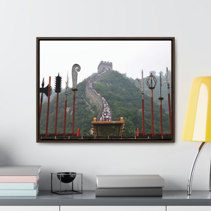 GREAT CHINA COLLECTION: Horizontal Framed Premium Gallery Wrap Canvas - the Great Wall of China with traditional weapons. - Green Forest Home
