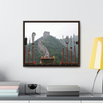 GREAT CHINA COLLECTION: Horizontal Framed Premium Gallery Wrap Canvas - the Great Wall of China with traditional weapons. - Green Forest Home