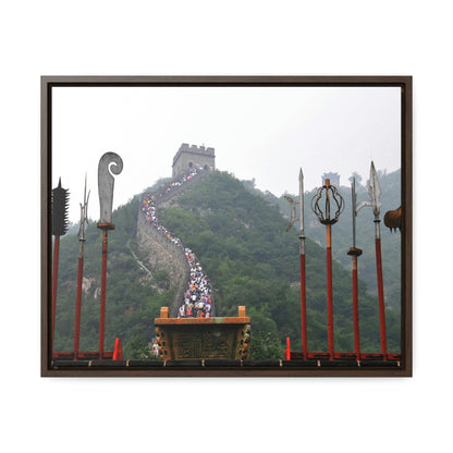 GREAT CHINA COLLECTION: Horizontal Framed Premium Gallery Wrap Canvas - the Great Wall of China with traditional weapons. - Green Forest Home
