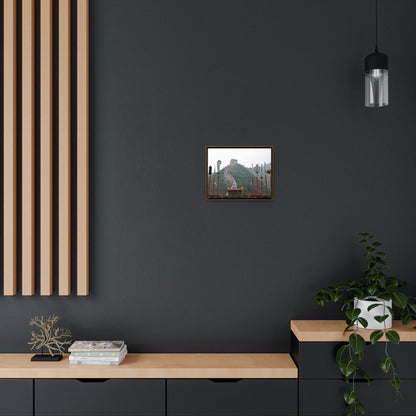 GREAT CHINA COLLECTION: Horizontal Framed Premium Gallery Wrap Canvas - the Great Wall of China with traditional weapons. - Green Forest Home
