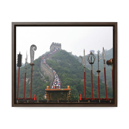 GREAT CHINA COLLECTION: Horizontal Framed Premium Gallery Wrap Canvas - the Great Wall of China with traditional weapons. - Green Forest Home