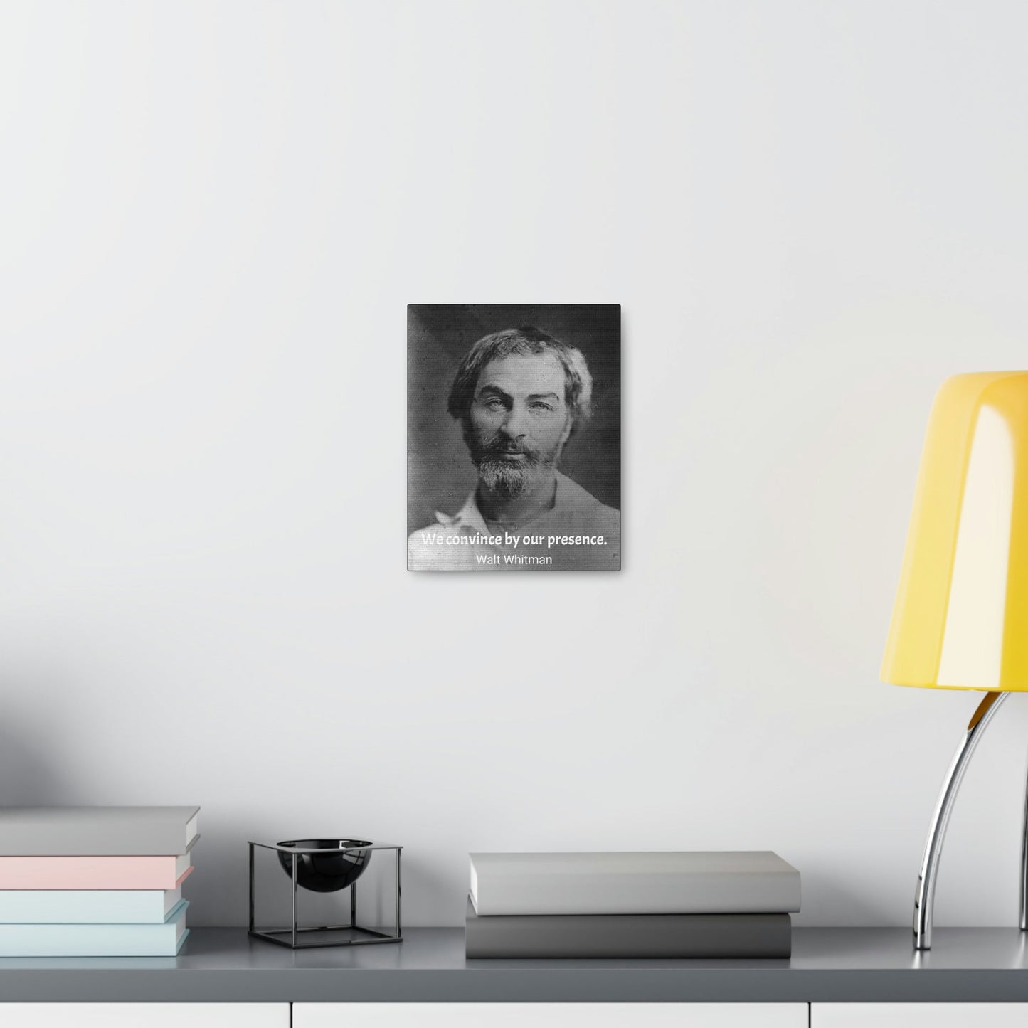 History & Poets - SMALL Canvas Gallery Wraps - Made in USA - The remarkable Walt Whitman - author of Leaves of Grass - spiritual and a great influence - quote: We convince by our presence - Green Forest Home