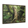 Horizontal Framed Premium Gallery Wrap Canvas - 14 KM TRADEWINDS TRAIL - EL YUNQUE RAINFOREST PR EXPLORATION ON 2013-02-01 - OLD PAL RESTS ON TREE WHILE IT HOLDS ON ANOTHER DECAYING TREE AS BASE - THE CLOUD FOREST - BEFORE MARIA - Green Forest Home