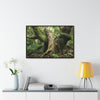 Horizontal Framed Premium Gallery Wrap Canvas - 14 KM TRADEWINDS TRAIL - EL YUNQUE RAINFOREST PR EXPLORATION ON 2013-02-01 - OLD PAL RESTS ON TREE WHILE IT HOLDS ON ANOTHER DECAYING TREE AS BASE - THE CLOUD FOREST - BEFORE MARIA - Green Forest Home