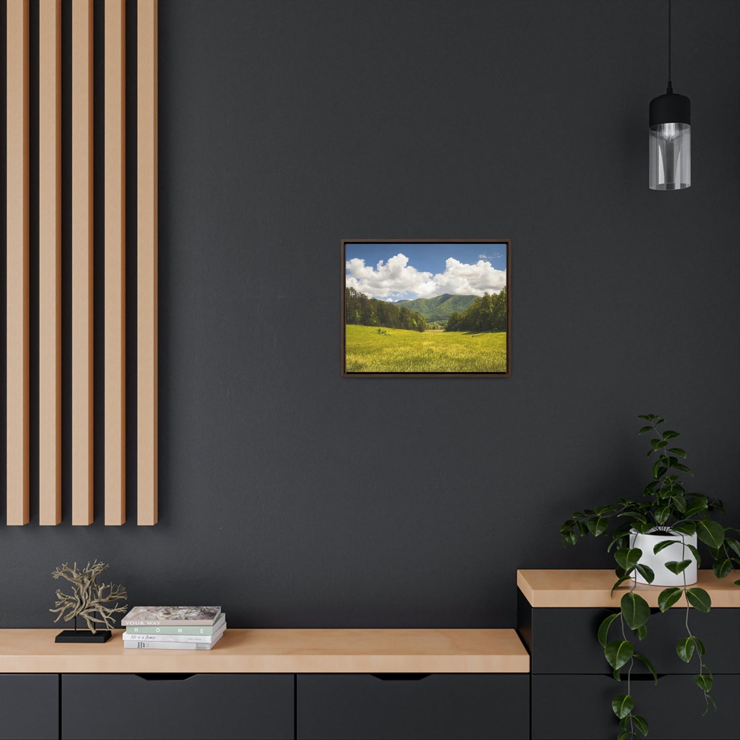 Horizontal Framed Premium Gallery Wrap Canvas - Cades Cove - Celebrating the Great Smoky Mountain National Park - Green Forest Home