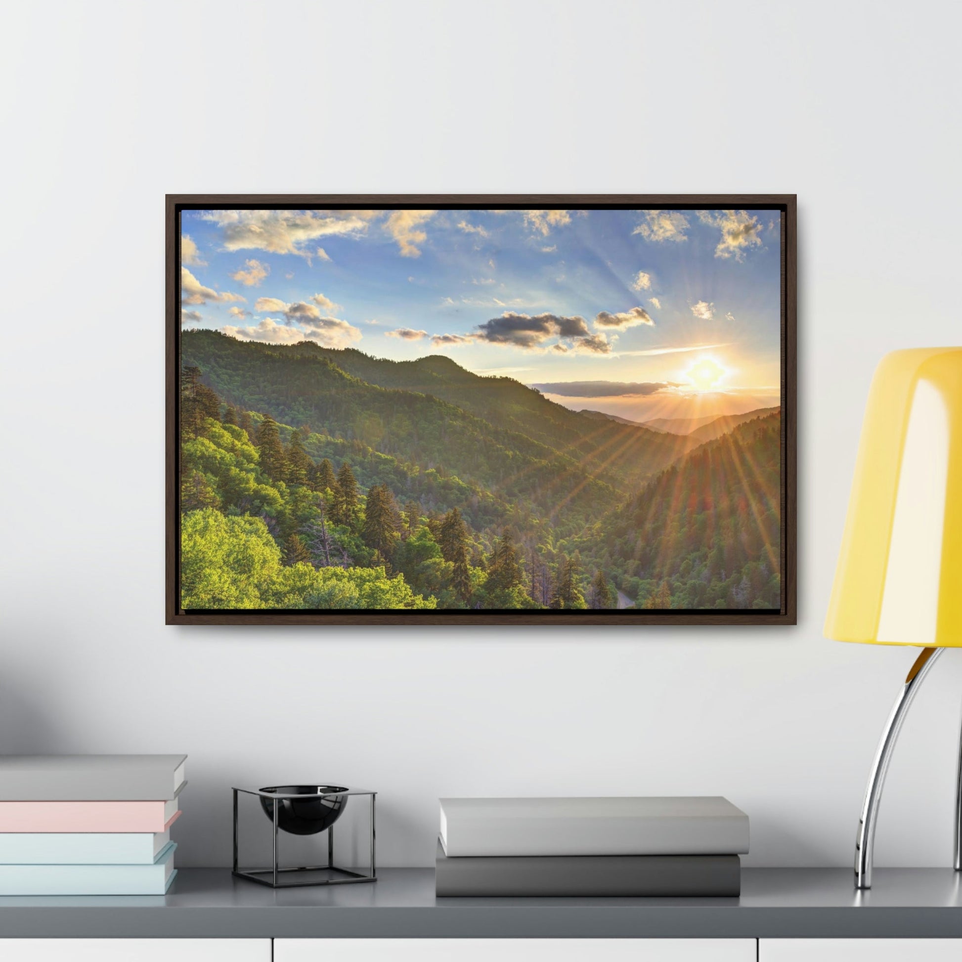 Horizontal Framed Premium Gallery Wrap Canvas - Celebrating the Great Smoky Mountain National Park - Green Forest Home