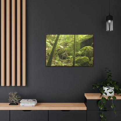 Horizontal Framed Premium Gallery Wrap Canvas - Holy Spirit River explorations - El Yunque rainforest PR - Green Forest Home