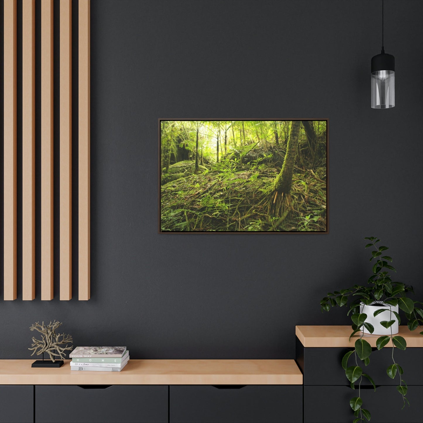 Horizontal Framed Premium Gallery Wrap Canvas - Holy Spirit River explorations - El Yunque rainforest PR - Green Forest Home