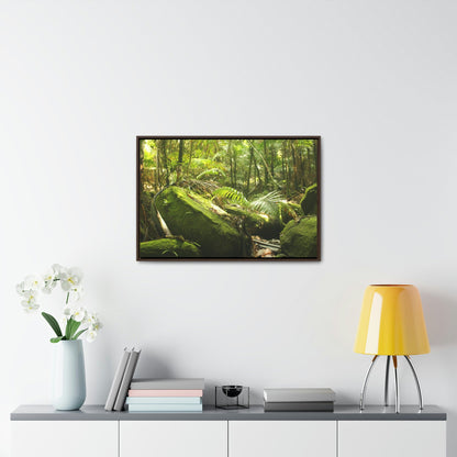 Horizontal Framed Premium Gallery Wrap Canvas - Holy Spirit River explorations - El Yunque rainforest PR - Green Forest Home