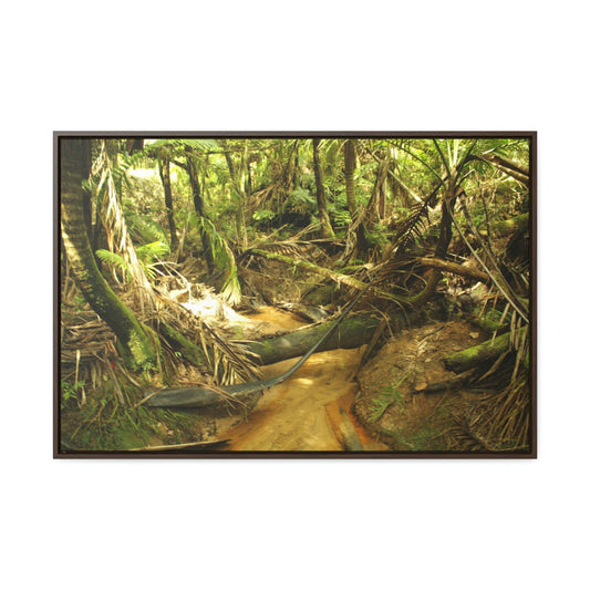 Horizontal Framed Premium Gallery Wrap Canvas - Holy Spirit River explorations - El Yunque rainforest PR - Green Forest Home