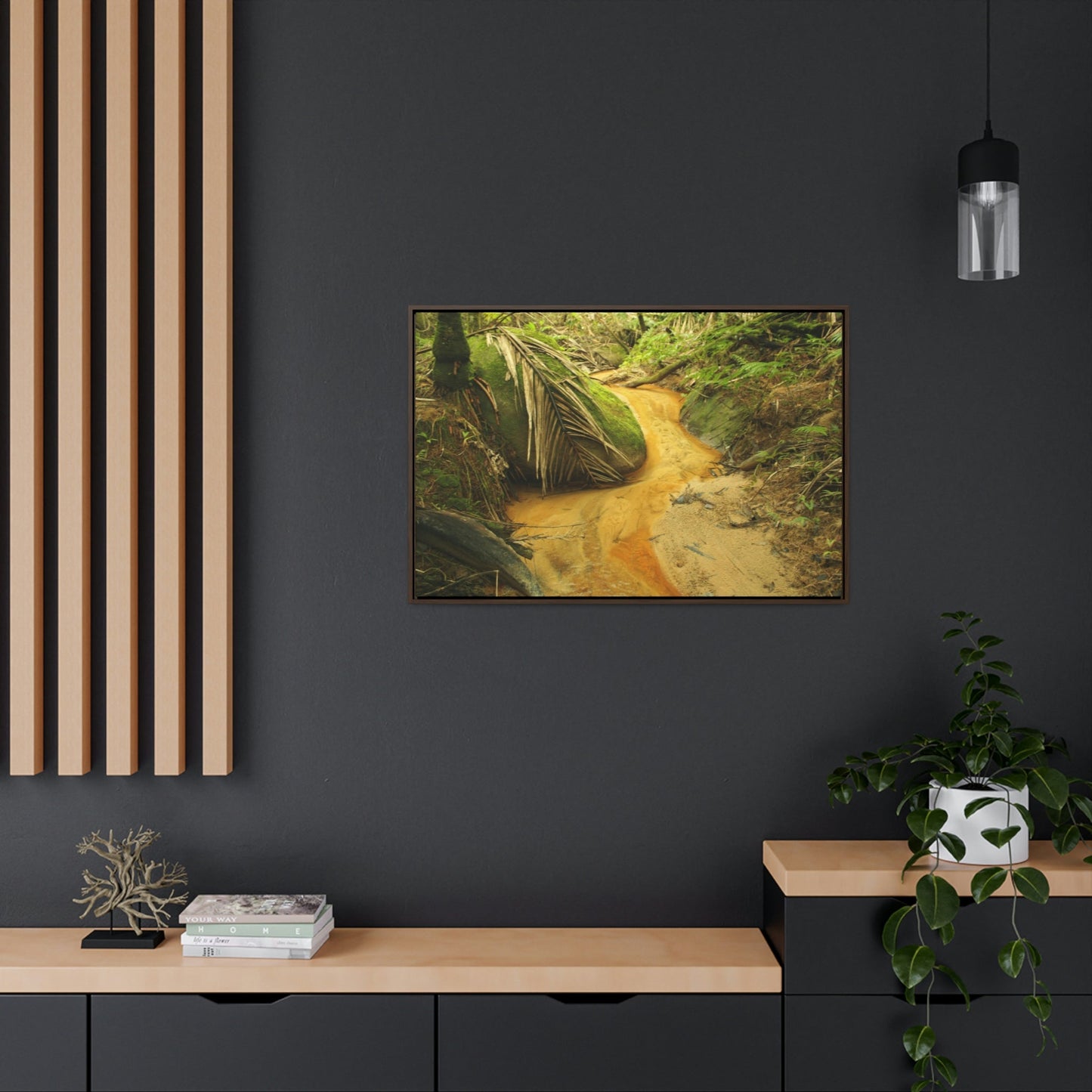 Horizontal Framed Premium Gallery Wrap Canvas - Holy Spirit River explorations - El Yunque rainforest PR - Green Forest Home