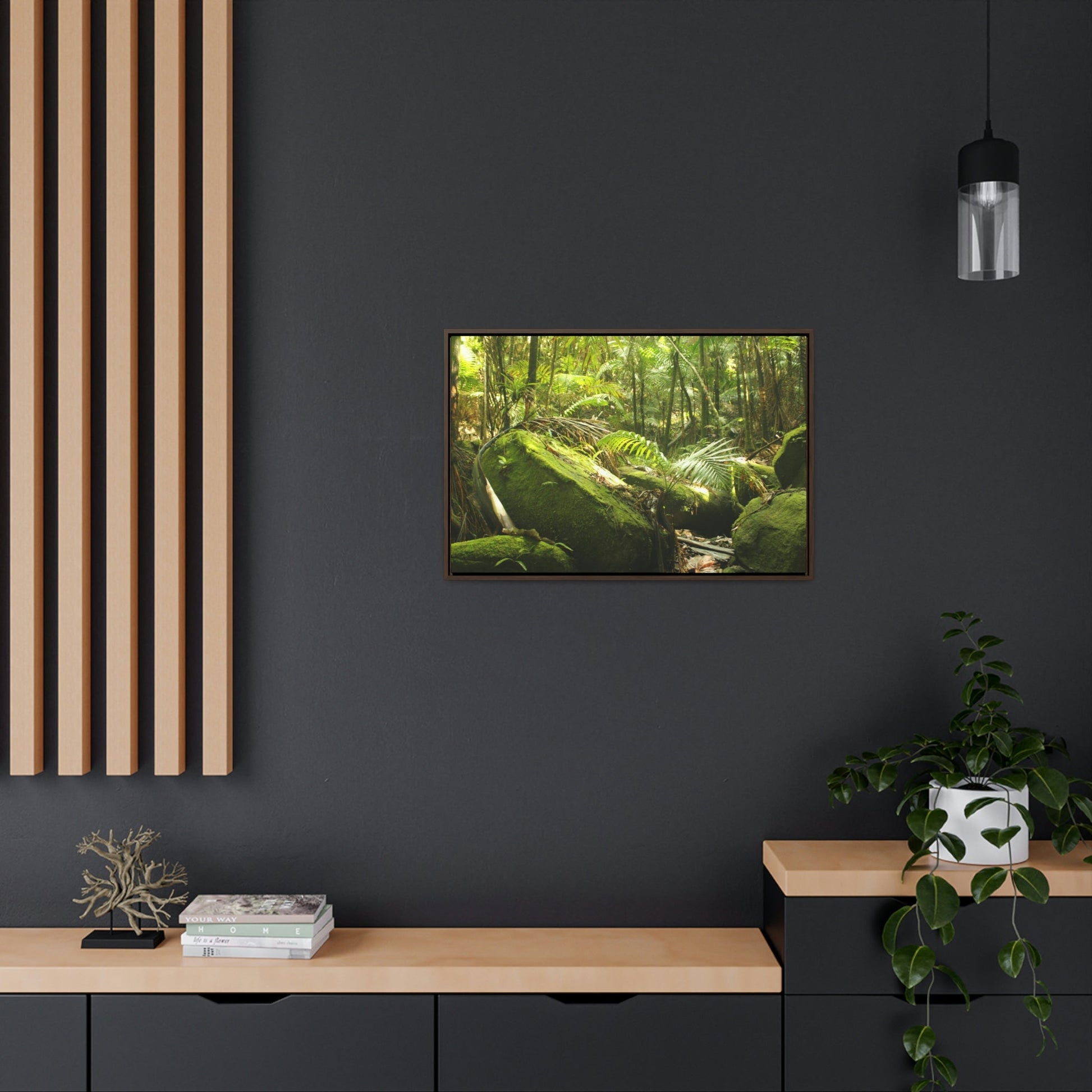 Horizontal Framed Premium Gallery Wrap Canvas - Holy Spirit River explorations - El Yunque rainforest PR - Green Forest Home