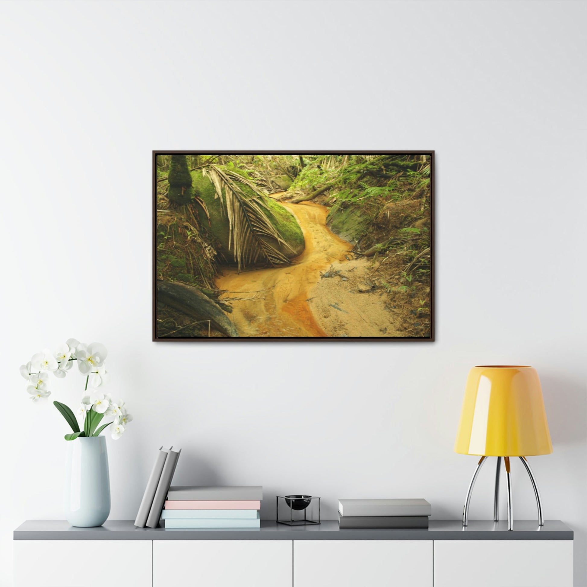 Horizontal Framed Premium Gallery Wrap Canvas - Holy Spirit River explorations - El Yunque rainforest PR - Green Forest Home