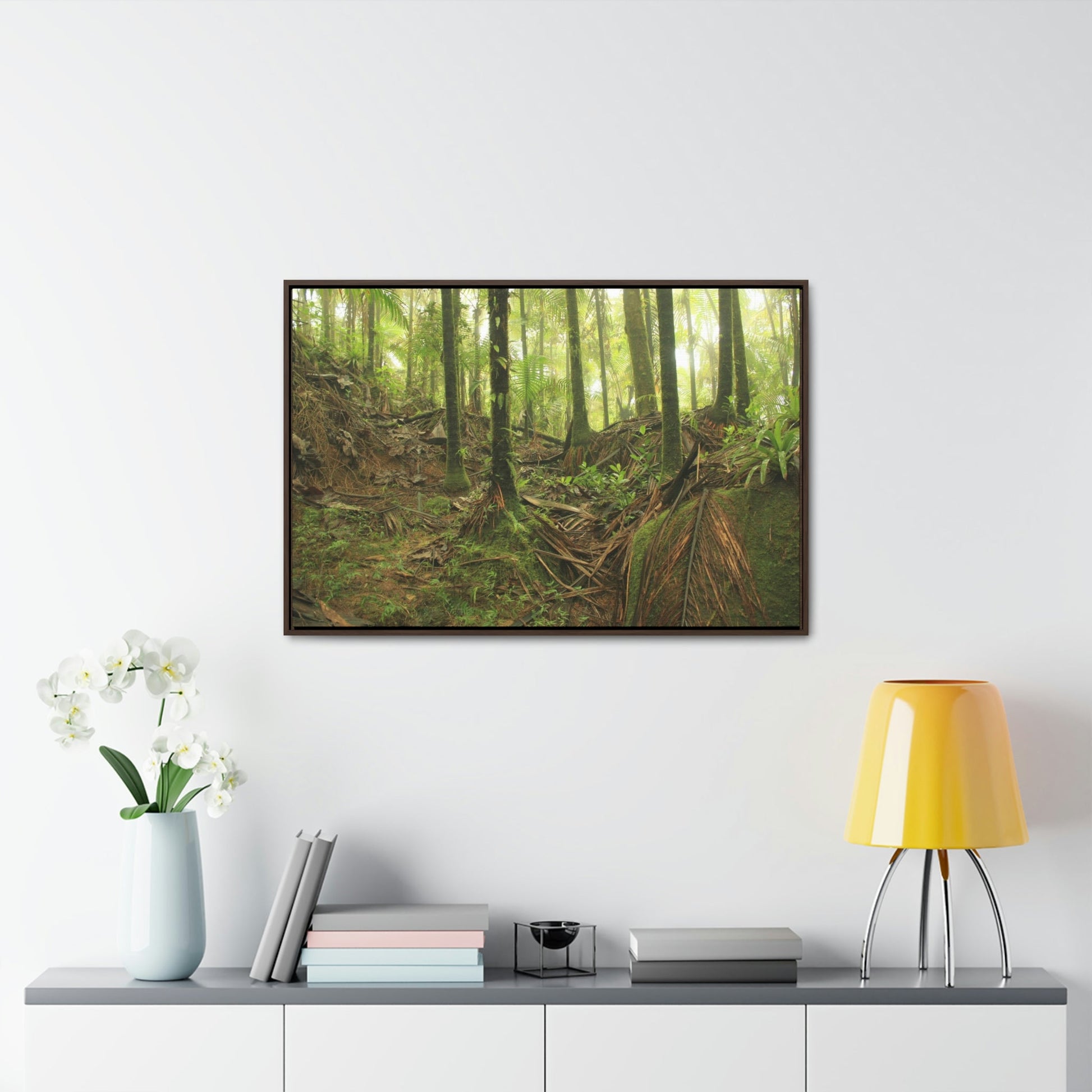 Horizontal Framed Premium Gallery Wrap Canvas - Holy Spirit River explorations - El Yunque rainforest PR - Green Forest Home