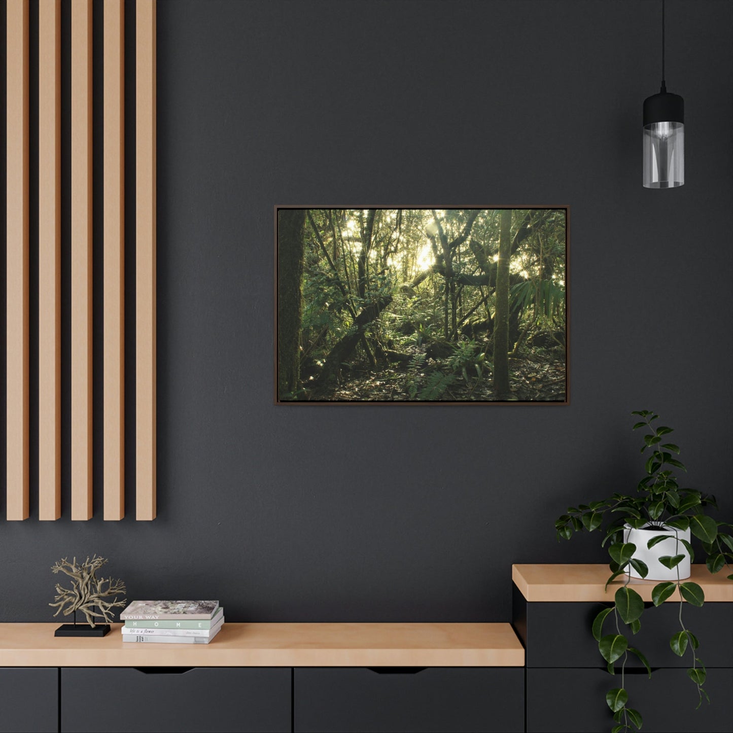 Horizontal Framed Premium Gallery Wrap Canvas - Holy Spirit River explorations - El Yunque rainforest PR - Green Forest Home