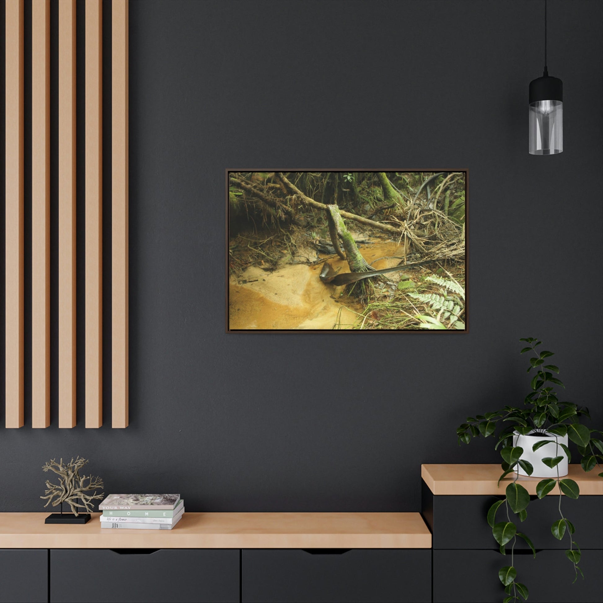 Horizontal Framed Premium Gallery Wrap Canvas - Holy Spirit River explorations - El Yunque rainforest PR - Green Forest Home