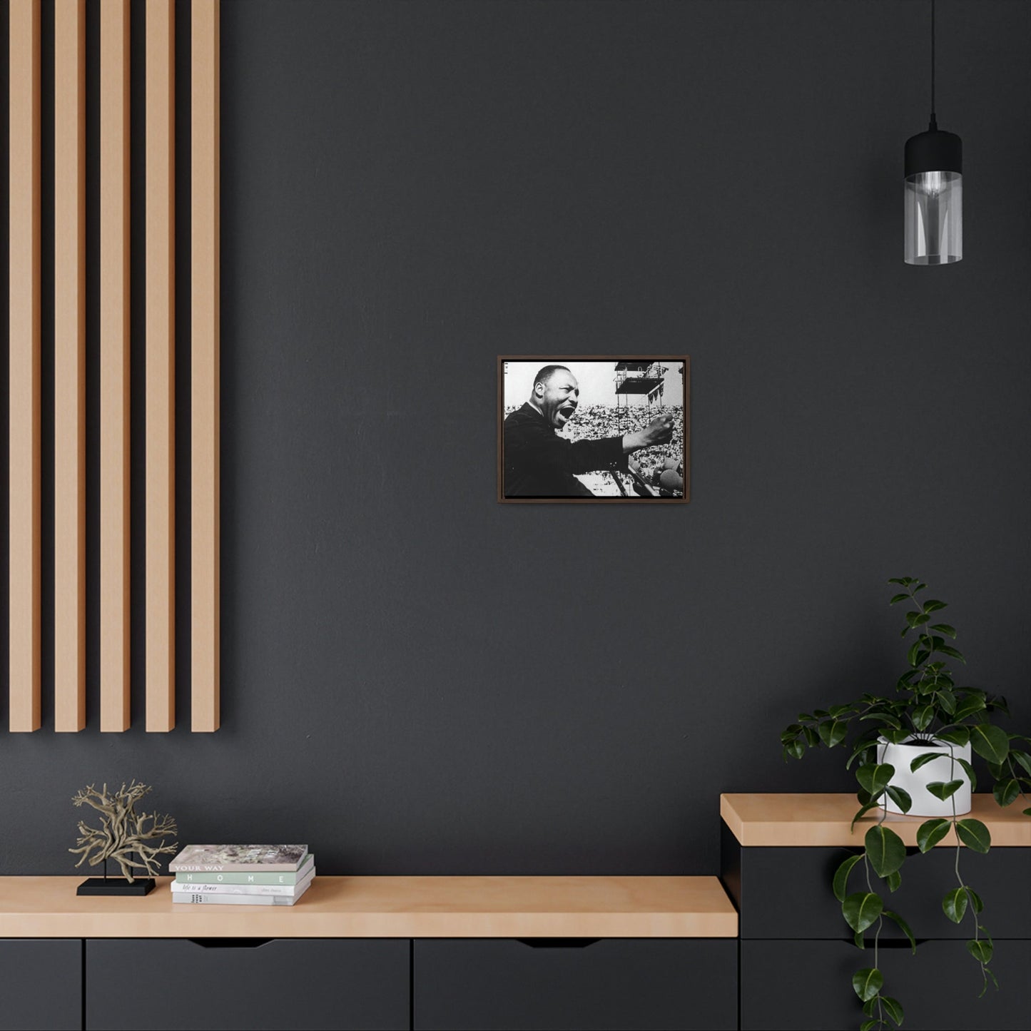 Horizontal Framed Premium Gallery Wrap Canvas - MARTIN LUTHER KING JR - IN CELEBRATION OF MAY 17 1957 MLK SPEECH - "GIVE US THE BALLOT" ADDRESS DELIVERED AT THE PRAYER PILGRIMAGE FOR FREEDOM IN WA. DC. - Green Forest Home